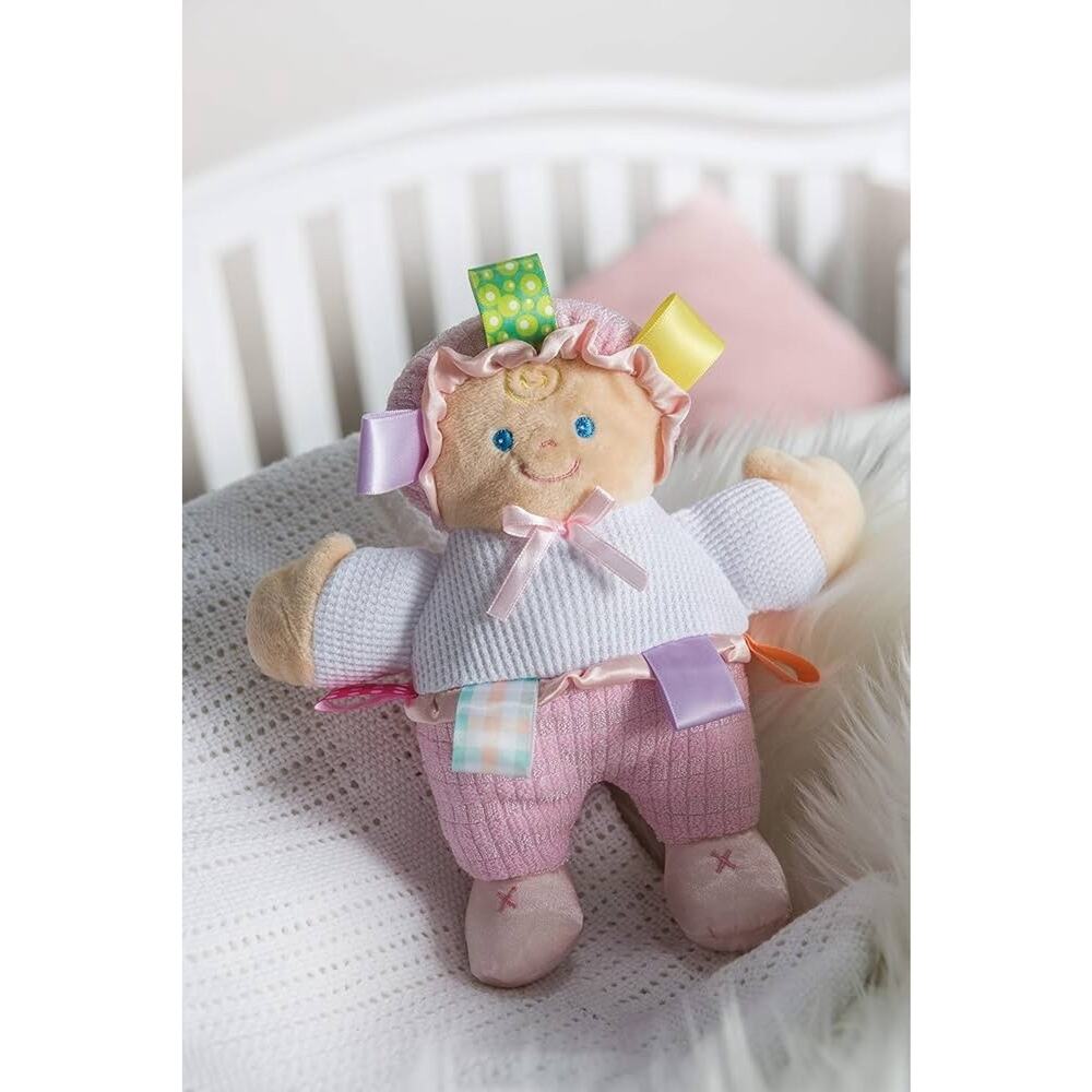 Taggies Pink Baby Doll Plush Thermal Waffle Satin Mary Meyer 8" Stuffed‎ Lovey